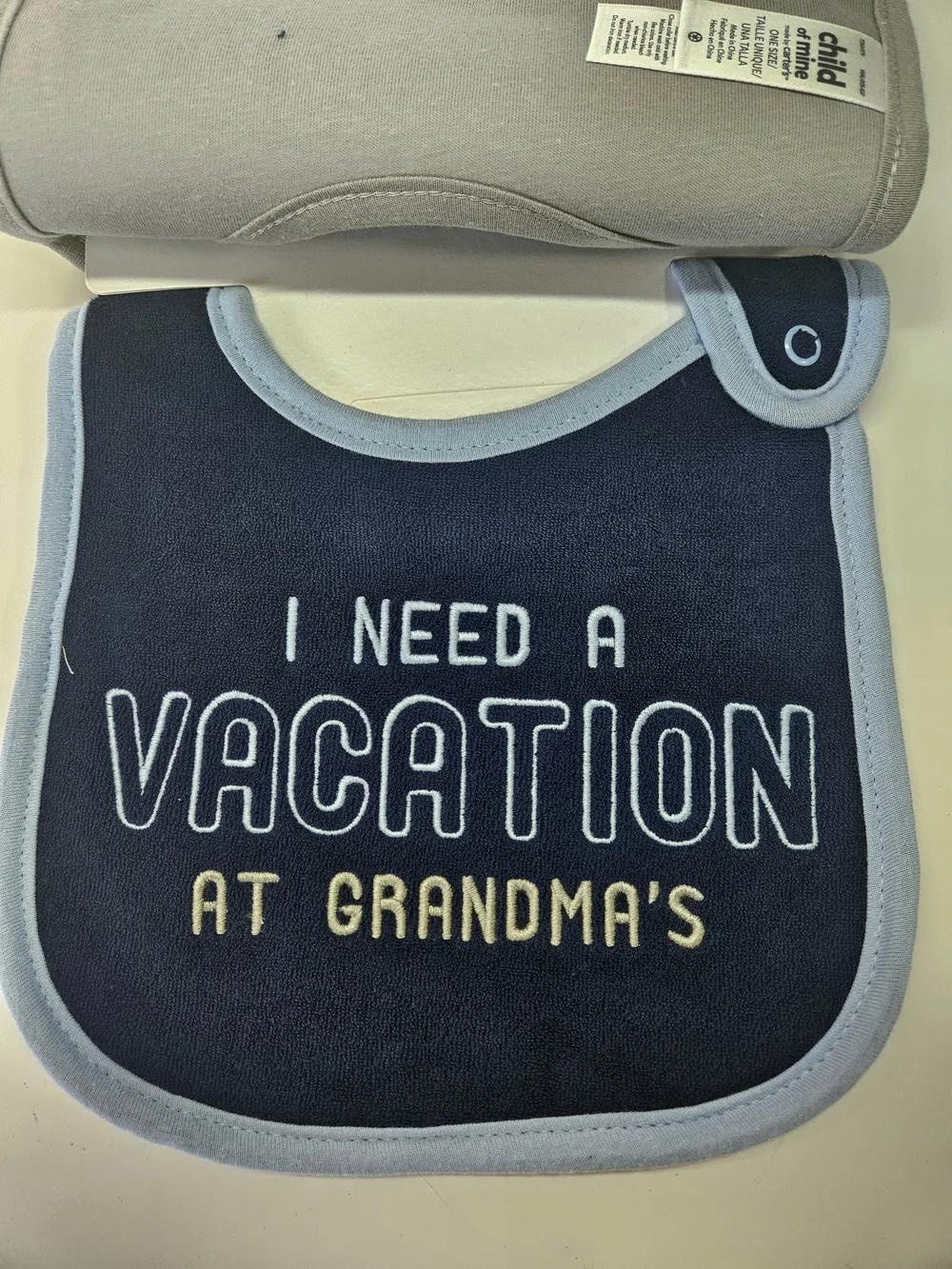 NEW Child of Mine by Carter's Blue Baby Bibs Lion Animals Grandma Themed 3 Pack